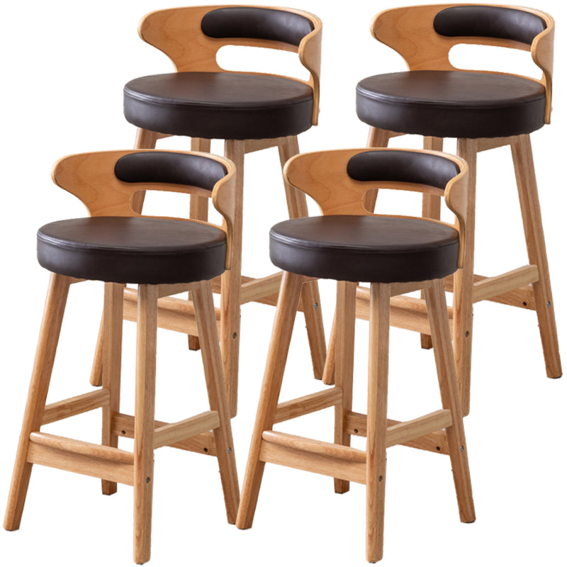 Scandinavian Style Bar-stool with Wooden Legs Round Seat Counter Stool for Kitchen Bar