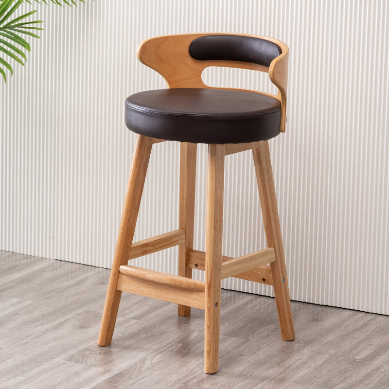 Scandinavian Style Bar-stool with Wooden Legs Round Seat Counter Stool for Kitchen Bar