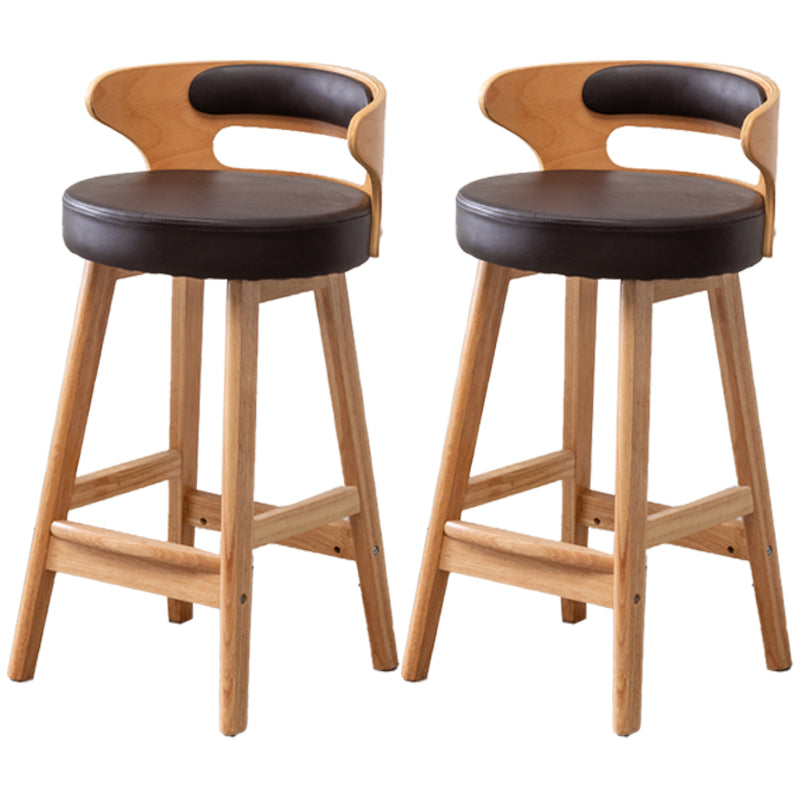 Scandinavian Style Bar-stool with Wooden Legs Round Seat Counter Stool for Kitchen Bar
