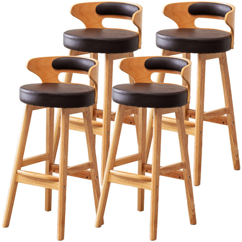 Scandinavian Style Bar-stool with Wooden Legs Round Seat Counter Stool for Kitchen Bar
