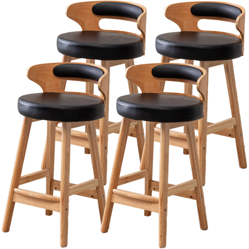 Scandinavian Style Bar-stool with Wooden Legs Round Seat Counter Stool for Kitchen Bar