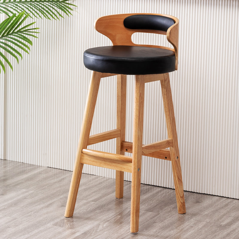Scandinavian Style Bar-stool with Wooden Legs Round Seat Counter Stool for Kitchen Bar