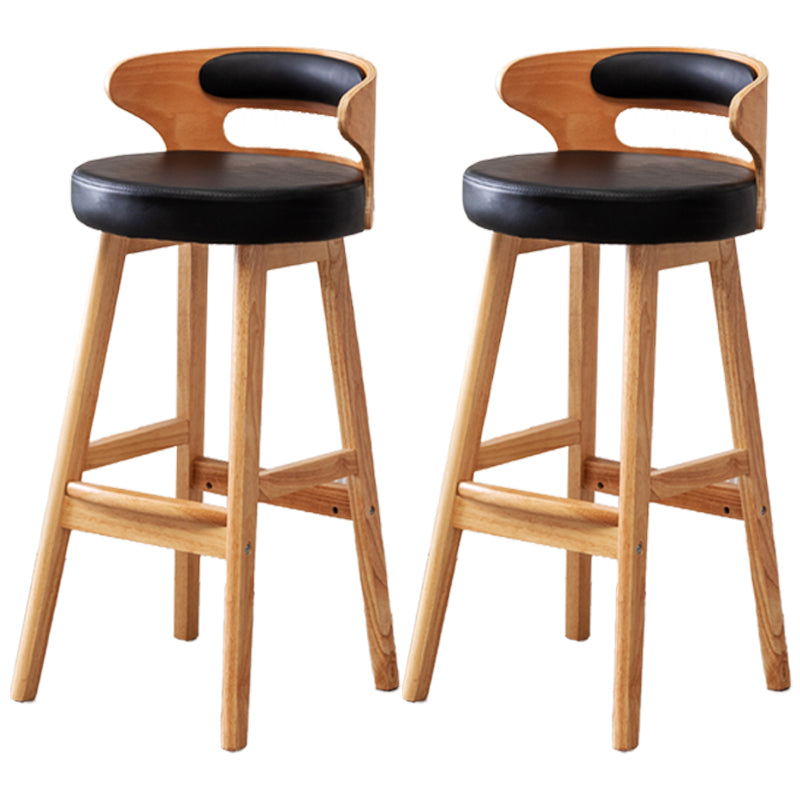 Scandinavian Style Bar-stool with Wooden Legs Round Seat Counter Stool for Kitchen Bar