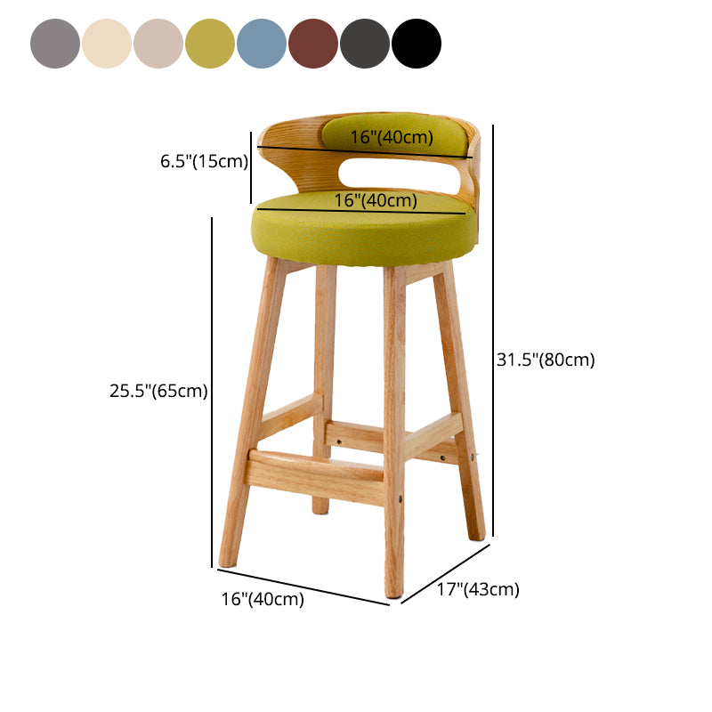 Scandinavian Style Bar-stool with Wooden Legs Round Seat Counter Stool for Kitchen Bar