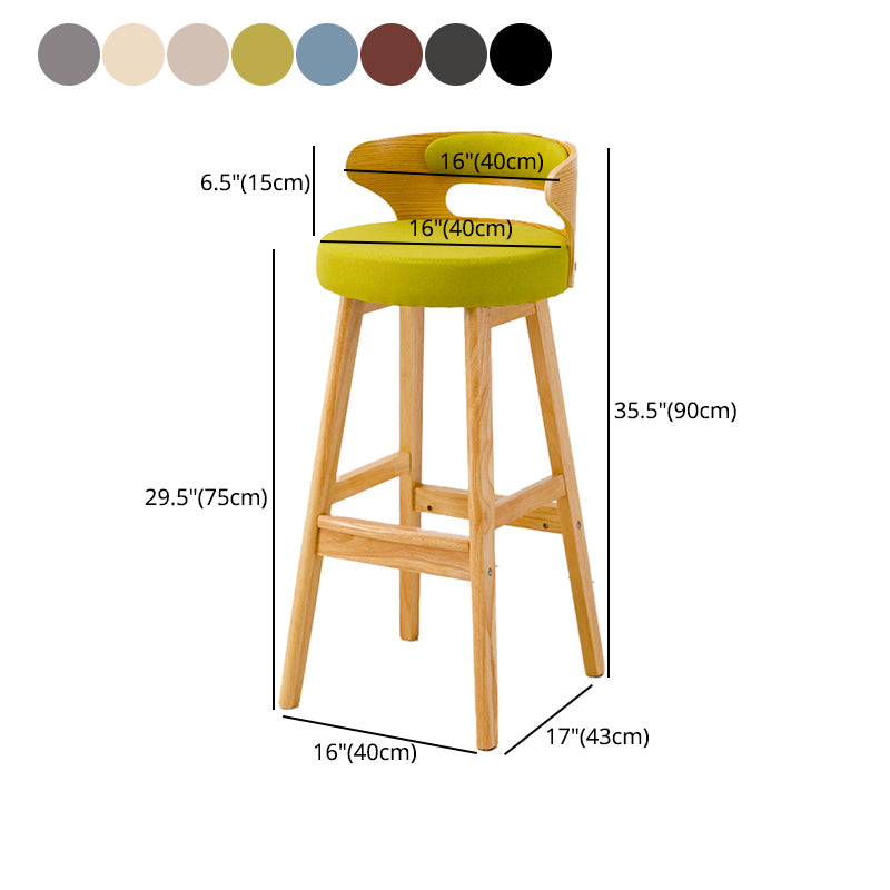 Scandinavian Style Bar-stool with Wooden Legs Round Seat Counter Stool for Kitchen Bar