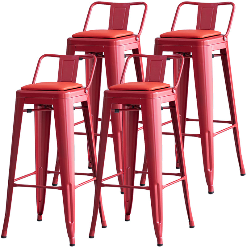 Taburete de bar industrial con respaldo, taburete de bar de metal y cuero con patas de hierro