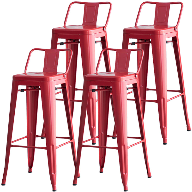 Taburete de bar industrial con respaldo, taburete de bar de metal y cuero con patas de hierro