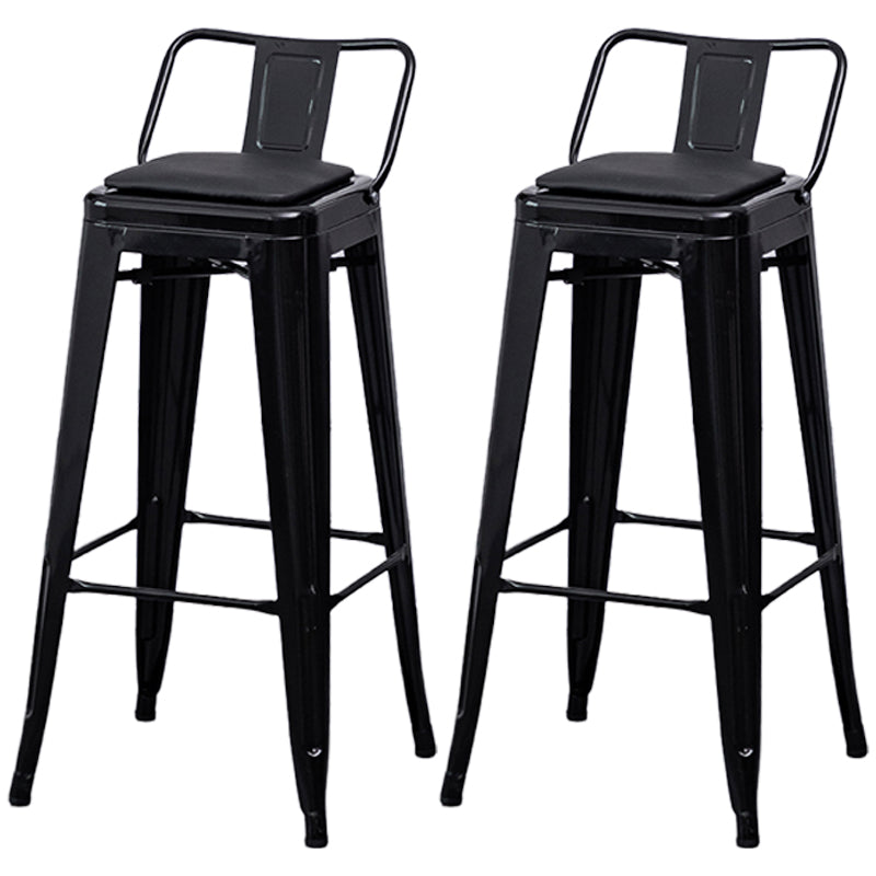 Taburete de bar industrial con respaldo, taburete de bar de metal y cuero con patas de hierro