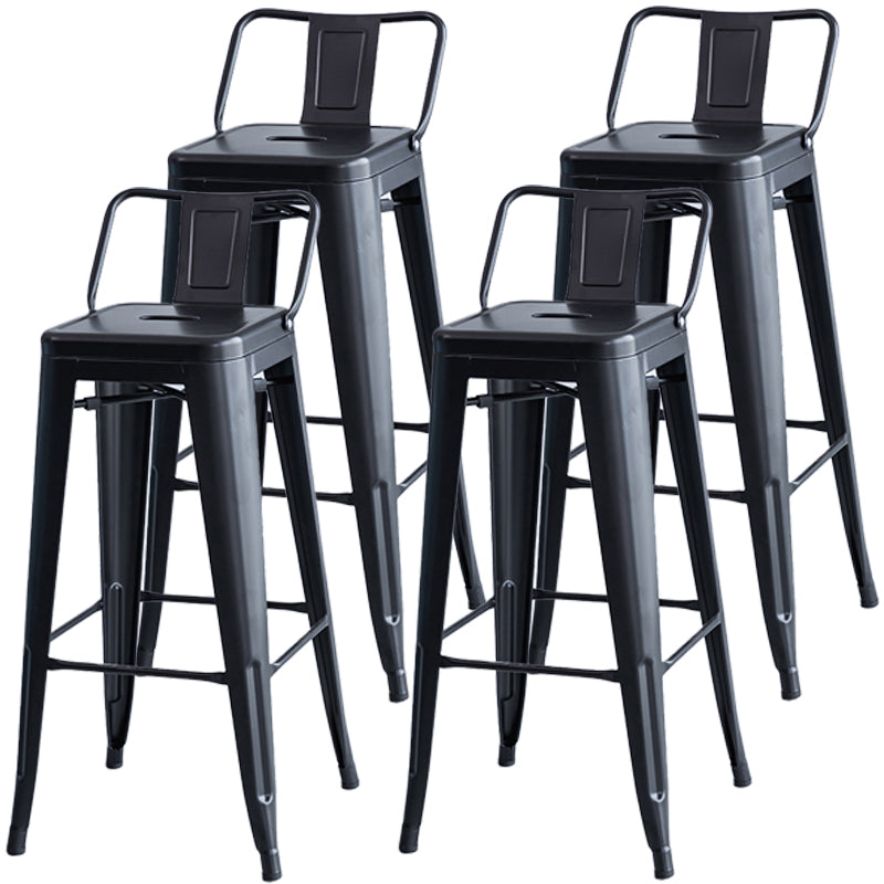 Taburete de bar industrial con respaldo, taburete de bar de metal y cuero con patas de hierro