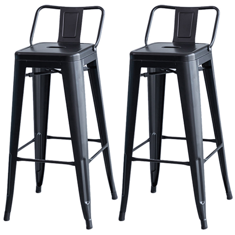 Taburete de bar industrial con respaldo, taburete de bar de metal y cuero con patas de hierro