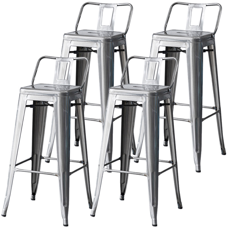Taburete de bar industrial con respaldo, taburete de bar de metal y cuero con patas de hierro
