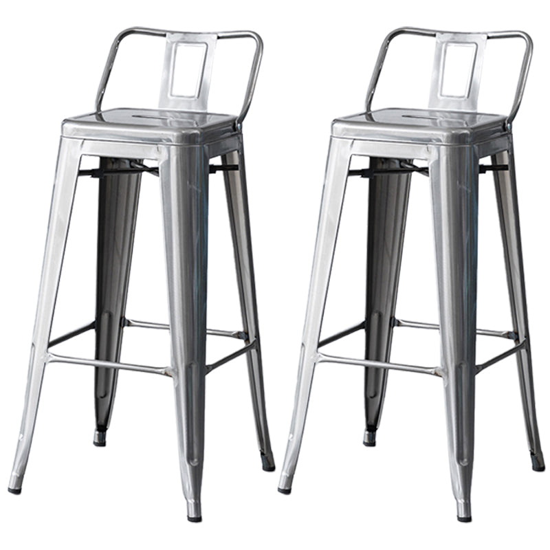 Taburete de bar industrial con respaldo, taburete de bar de metal y cuero con patas de hierro