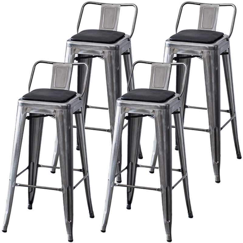 Taburete de bar industrial con respaldo, taburete de bar de metal y cuero con patas de hierro