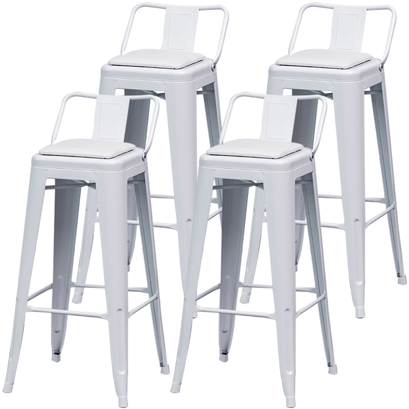 Taburete de bar industrial con respaldo, taburete de bar de metal y cuero con patas de hierro