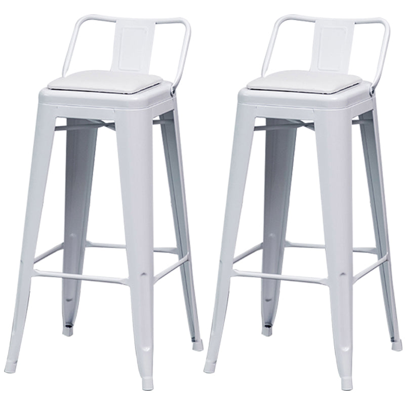 Taburete de bar industrial con respaldo, taburete de bar de metal y cuero con patas de hierro