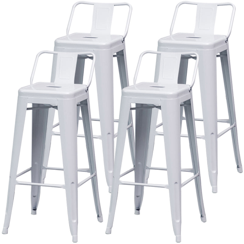 Taburete de bar industrial con respaldo, taburete de bar de metal y cuero con patas de hierro