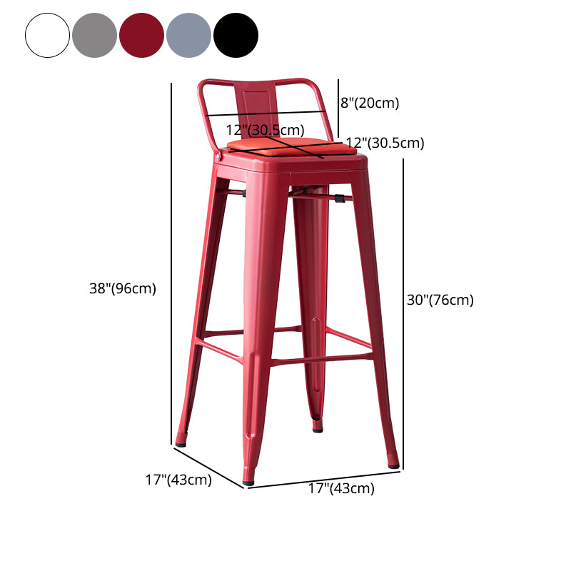 Taburete de bar industrial con respaldo, taburete de bar de metal y cuero con patas de hierro