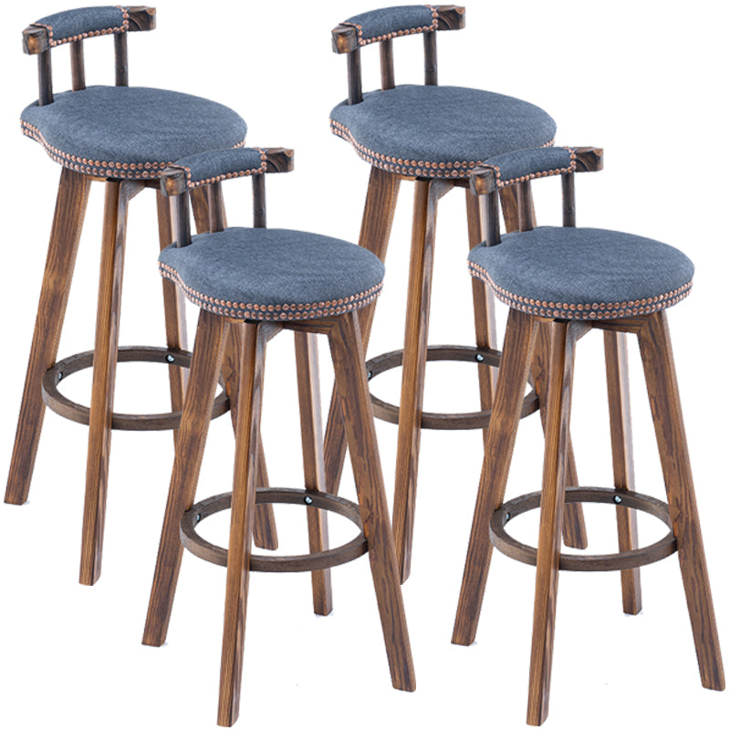 Taburetes de madera tapizados escandinavos Taburetes de bar con respaldo bajo