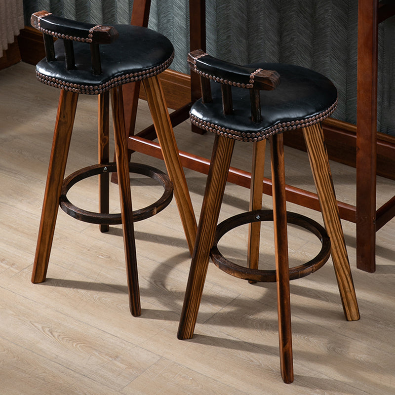 Taburetes de madera tapizados escandinavos Taburetes de bar con respaldo bajo