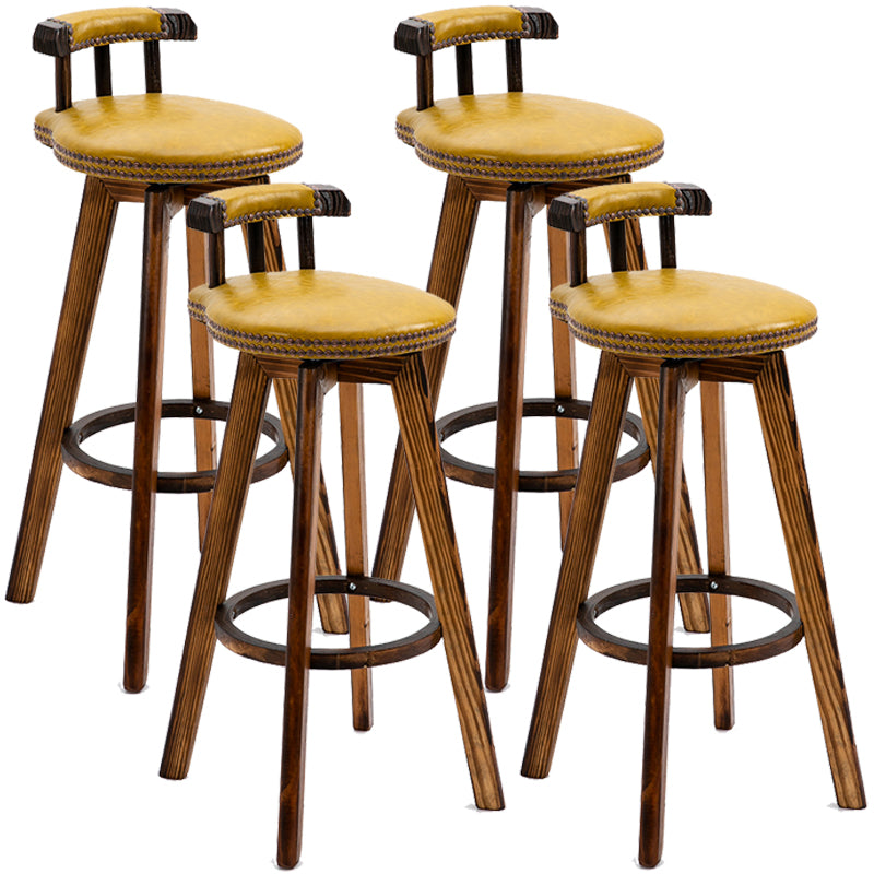 Taburetes de madera tapizados escandinavos Taburetes de bar con respaldo bajo