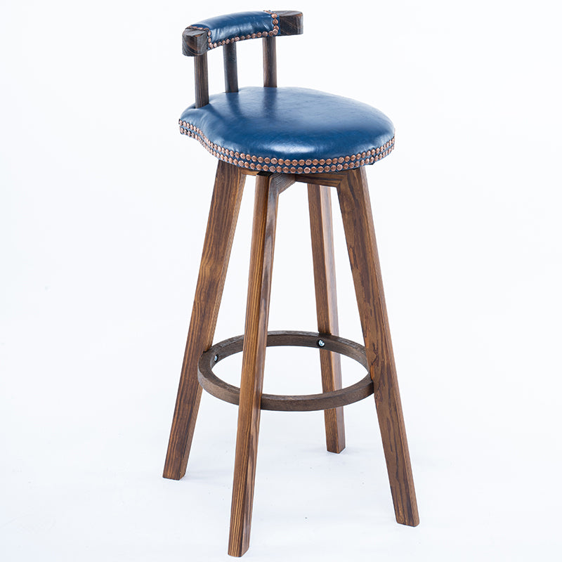 Taburetes de madera tapizados escandinavos Taburetes de bar con respaldo bajo