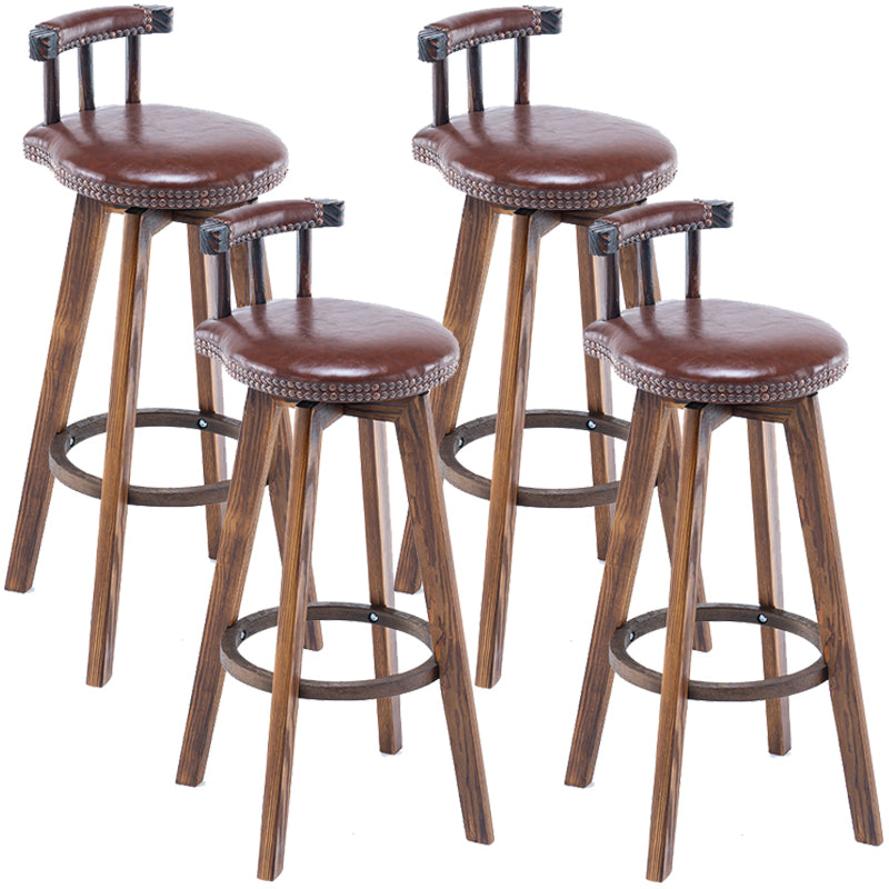 Taburetes de madera tapizados escandinavos Taburetes de bar con respaldo bajo