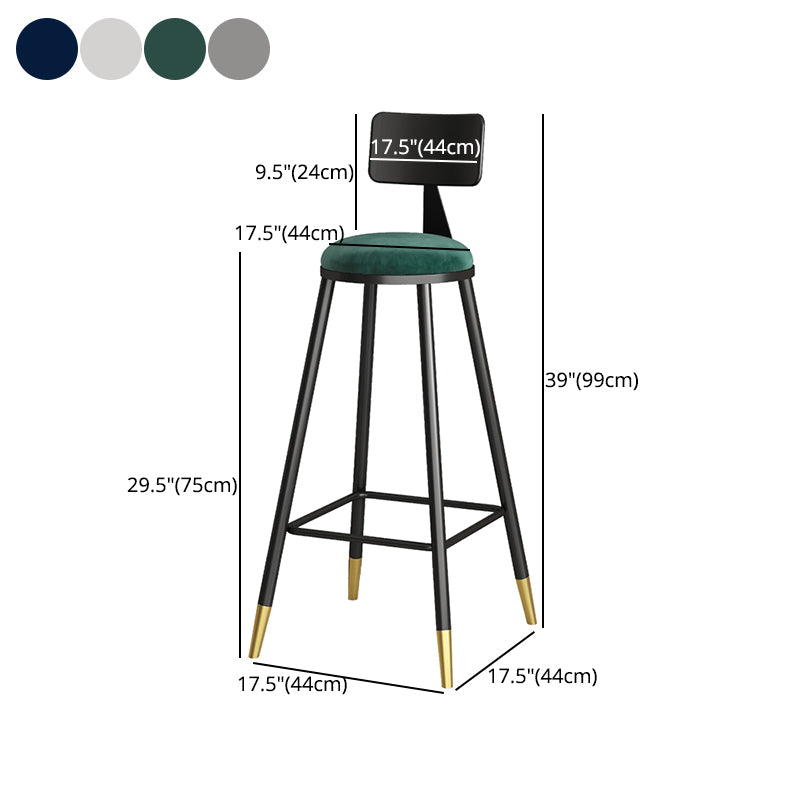 Nordic Iron Low Rücken Barstool einfacher Innenhocker mit runden Polster