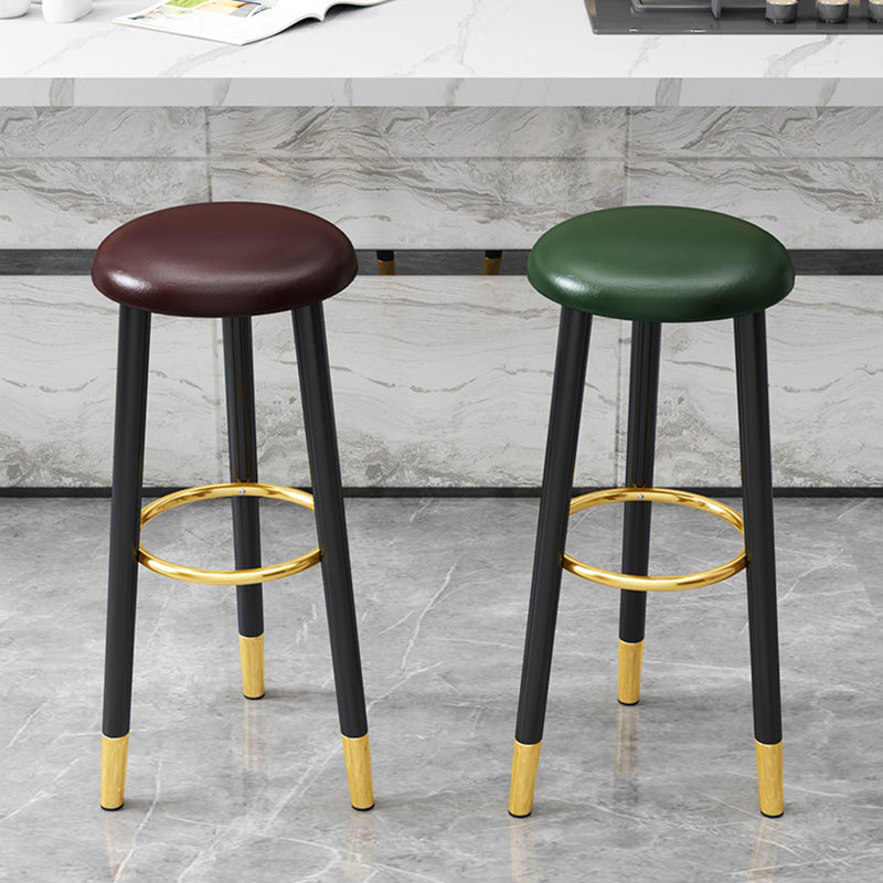 Scandinavian Style Steel Legs Bar-stool Round Seat Single Counter Stool for Kitchen Bar