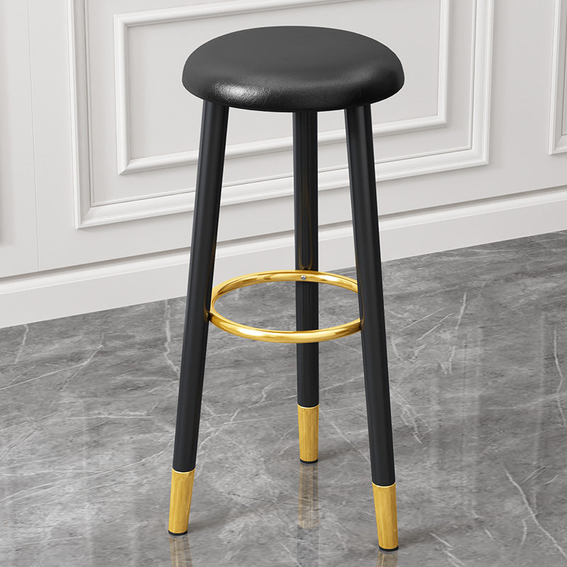 Scandinavian Style Steel Legs Bar-stool Round Seat Single Counter Stool for Kitchen Bar