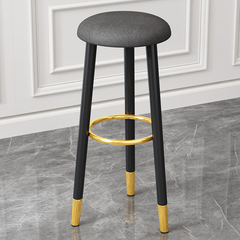 Scandinavian Style Steel Legs Bar-stool Round Seat Single Counter Stool for Kitchen Bar