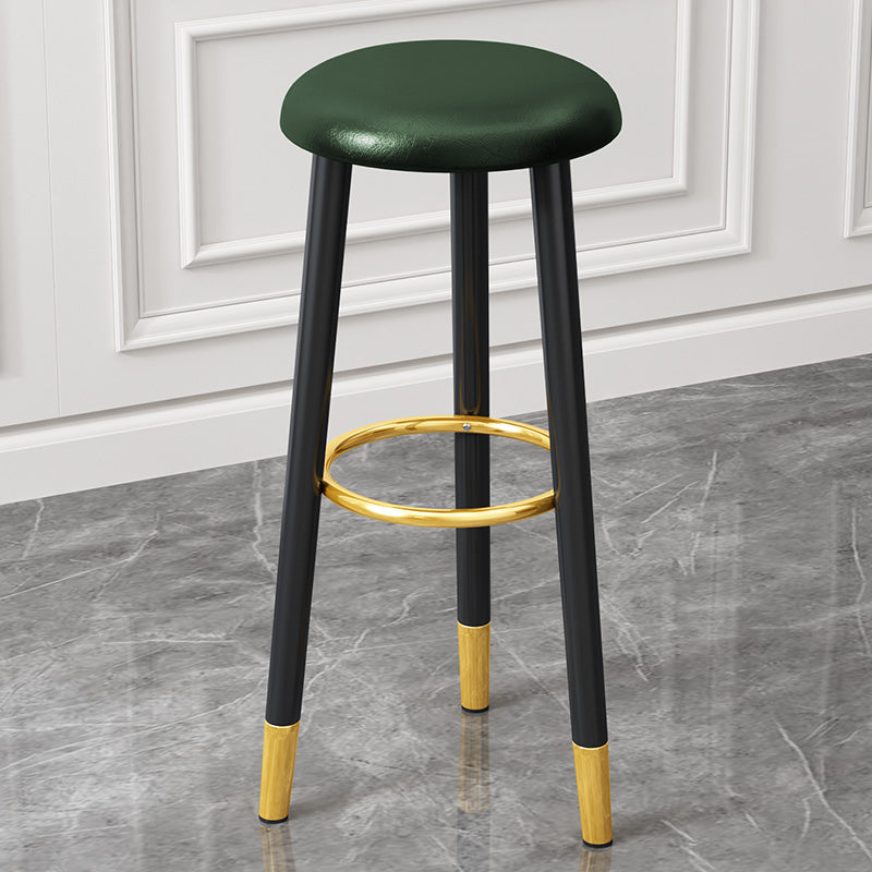 Scandinavian Style Steel Legs Bar-stool Round Seat Single Counter Stool for Kitchen Bar