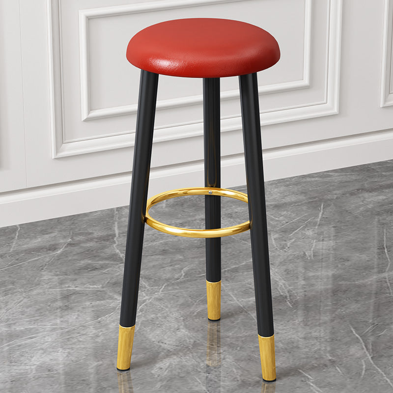 Scandinavian Style Steel Legs Bar-stool Round Seat Single Counter Stool for Kitchen Bar