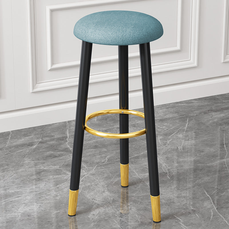 Scandinavian Style Steel Legs Bar-stool Round Seat Single Counter Stool for Kitchen Bar