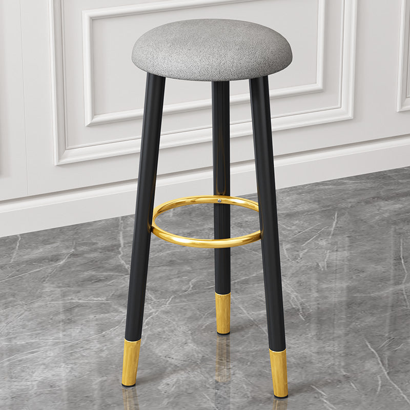 Scandinavian Style Steel Legs Bar-stool Round Seat Single Counter Stool for Kitchen Bar