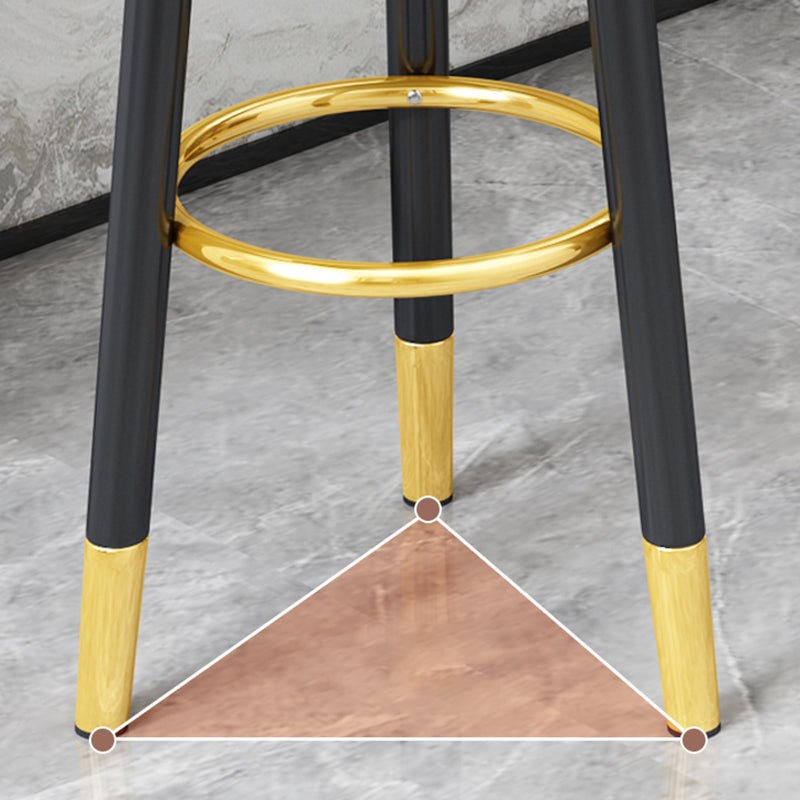 Scandinavian Style Steel Legs Bar-stool Round Seat Single Counter Stool for Kitchen Bar
