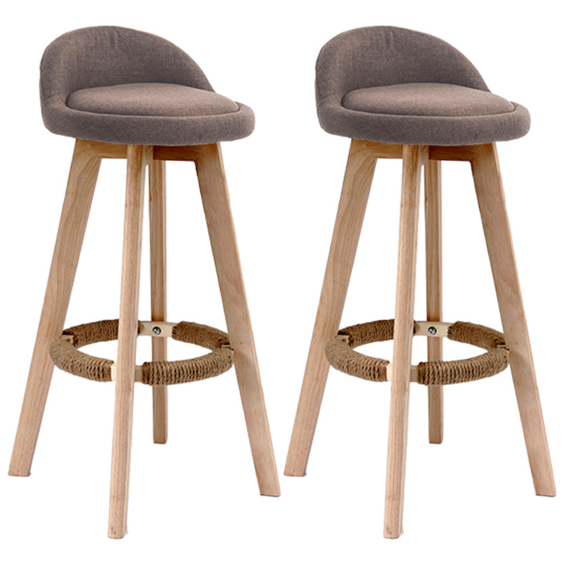 Scandinavian Upholstered Wood Counter Stools Low Back Bar Stools with 4 Legs