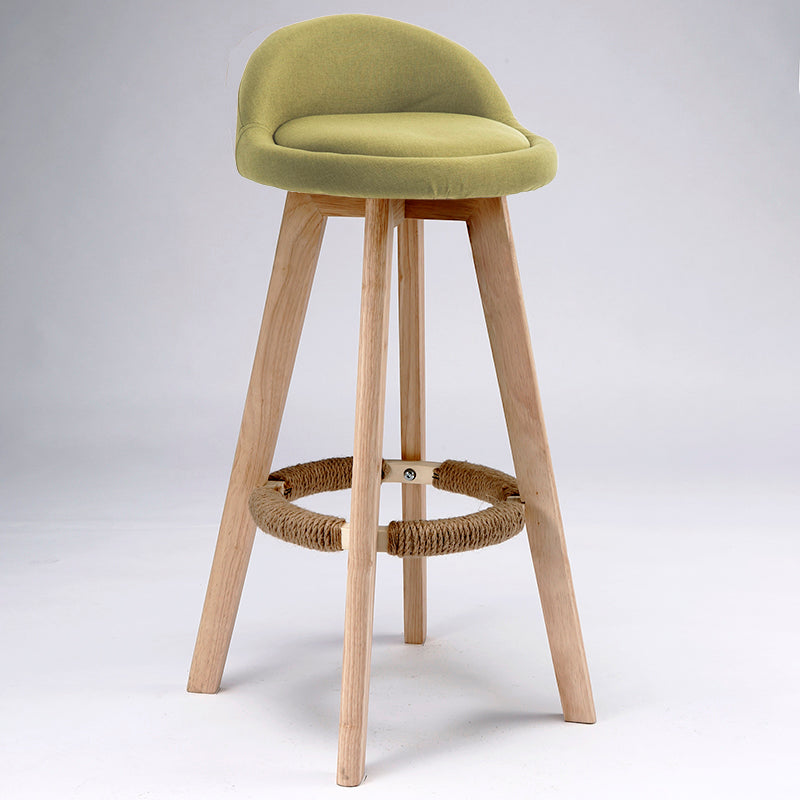 Scandinavian Upholstered Wood Counter Stools Low Back Bar Stools with 4 Legs