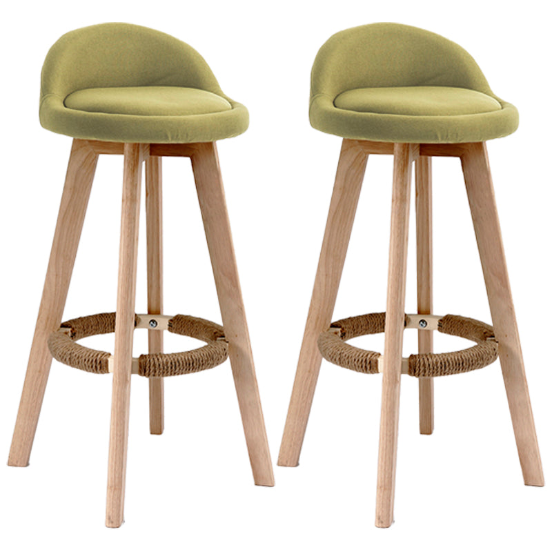 Scandinavian Upholstered Wood Counter Stools Low Back Bar Stools with 4 Legs