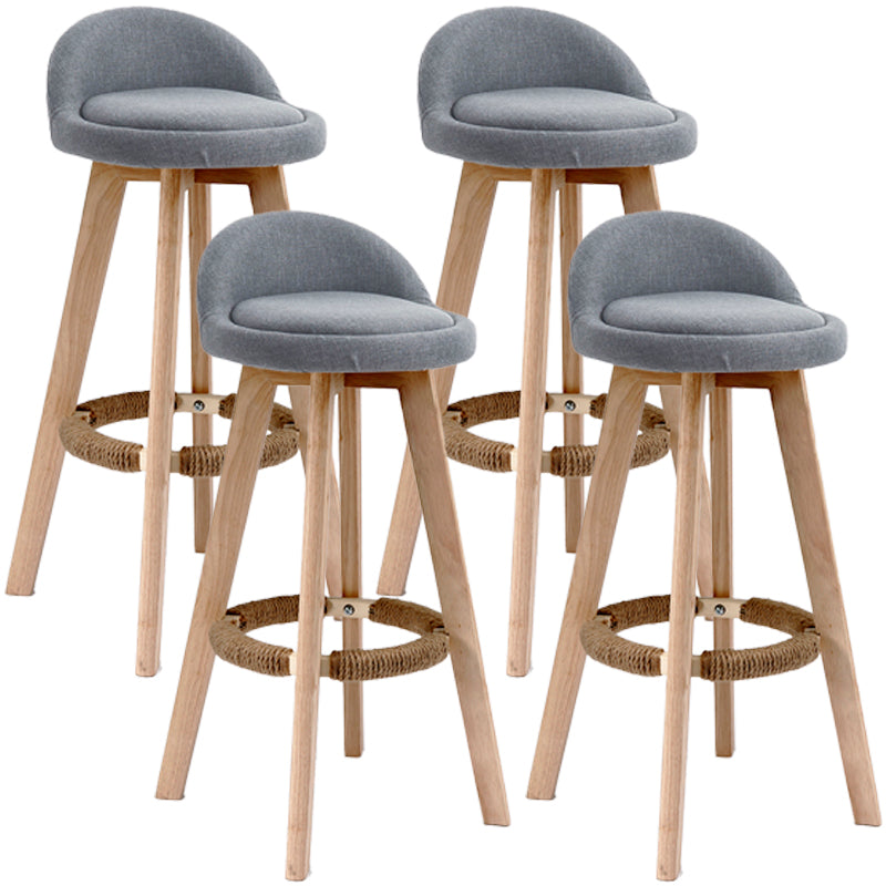 Scandinavian Upholstered Wood Counter Stools Low Back Bar Stools with 4 Legs