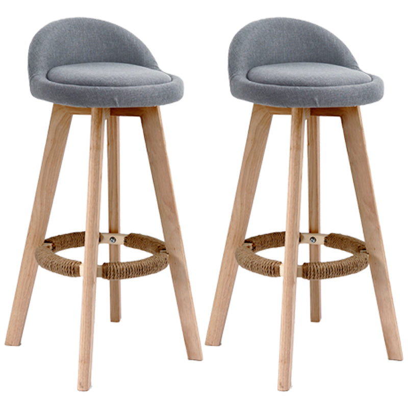 Scandinavian Upholstered Wood Counter Stools Low Back Bar Stools with 4 Legs