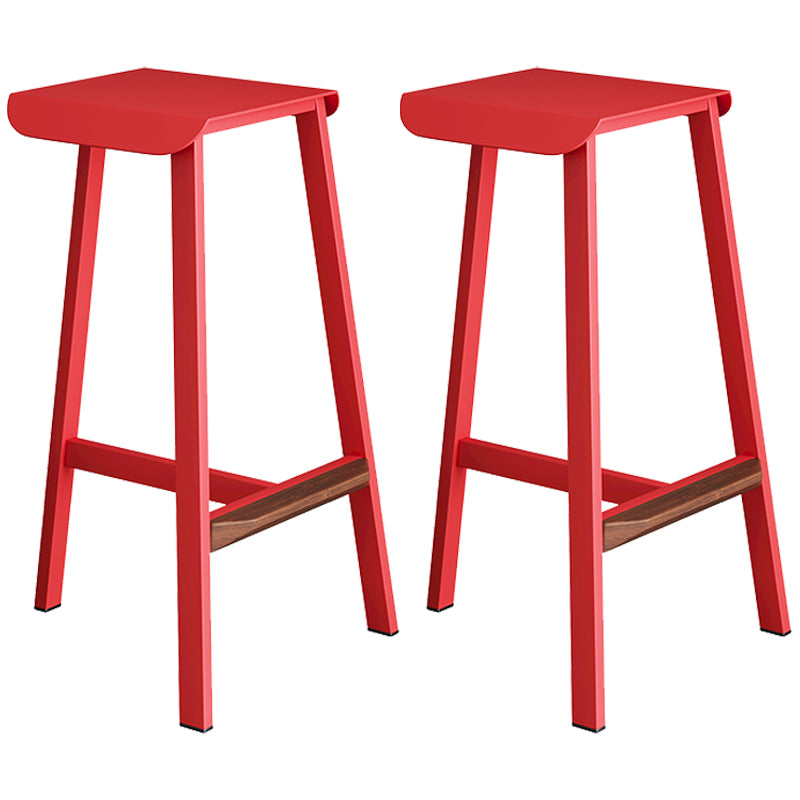 Taburete de bar simple sin respaldo de metal industrial 26" H Taburete alto interior con asiento cuadrado