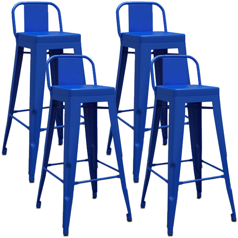 Industrial Iron Low Back Barstool Simple Indoor Tall Stool with Square Seat