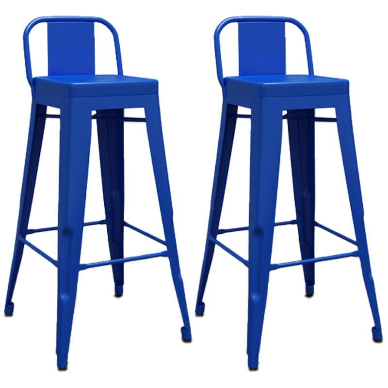 Industrial Iron Low Back Barstool Simple Indoor Tall Stool with Square Seat