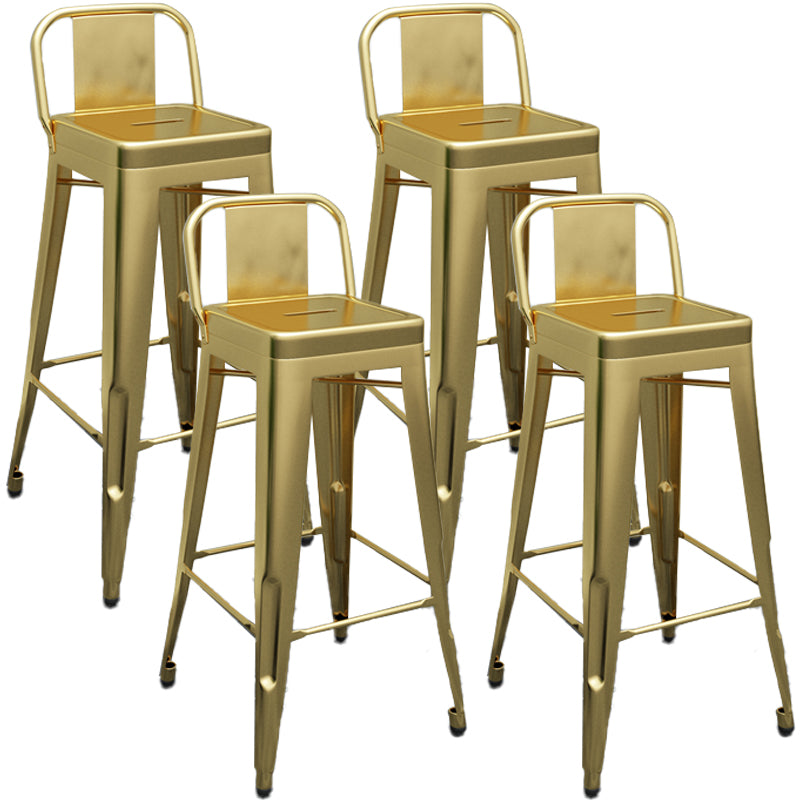 Industrial Iron Low Back Barstool Simple Indoor Tall Stool with Square Seat