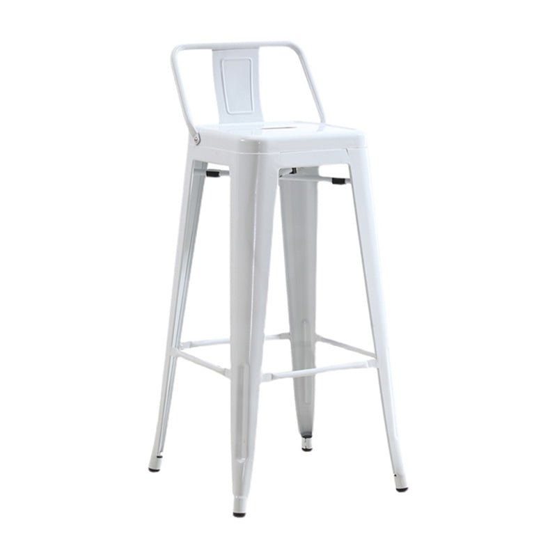 Industrial Iron Low Back Barstool Simple Indoor Tall Stool with Square Seat