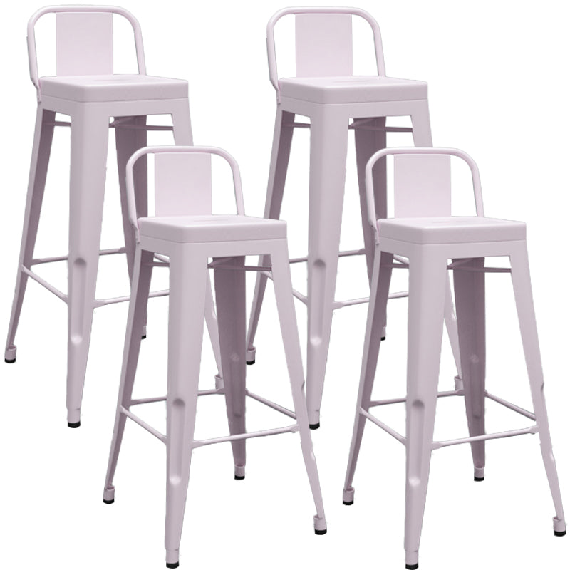 Industrial Iron Low Back Barstool Simple Indoor Tall Stool with Square Seat