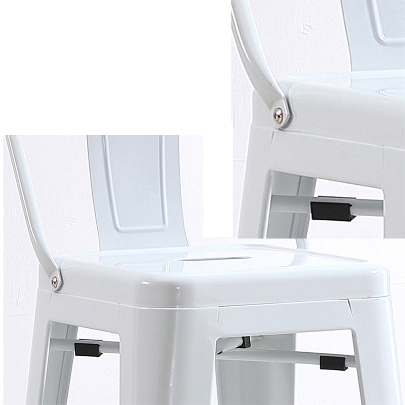 Industrial Iron Low Back Barstool Simple Indoor Tall Stool with Square Seat