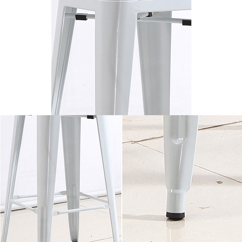 Industrial Iron Low Back Barstool Simple Indoor Tall Stool with Square Seat
