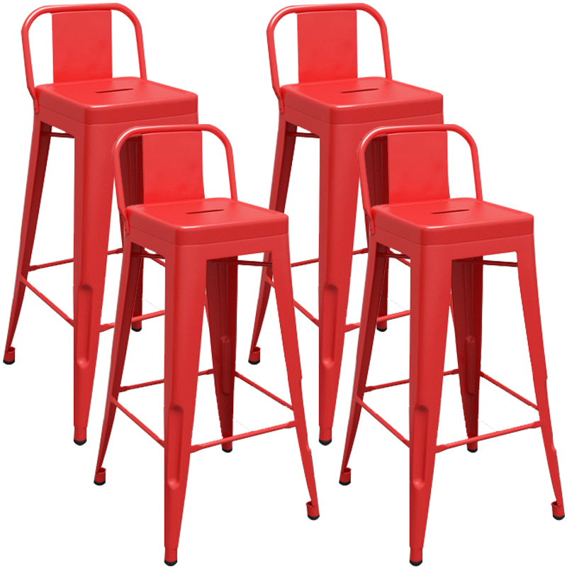 Industrial Iron Low Back Barstool Simple Indoor Tall Stool with Square Seat