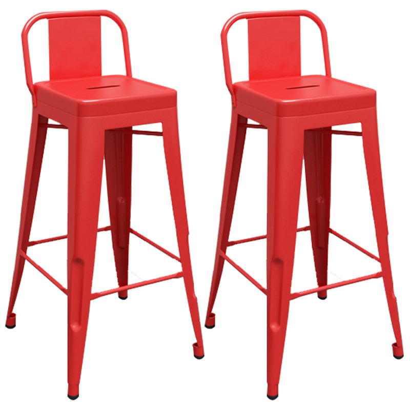Industrial Iron Low Back Barstool Simple Indoor Tall Stool with Square Seat